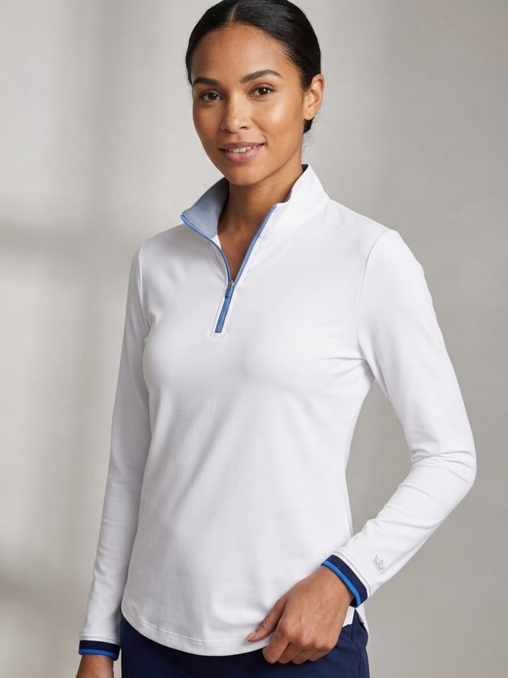 Peter Millar Polo Long Sleeve Womens Shirt White , size M